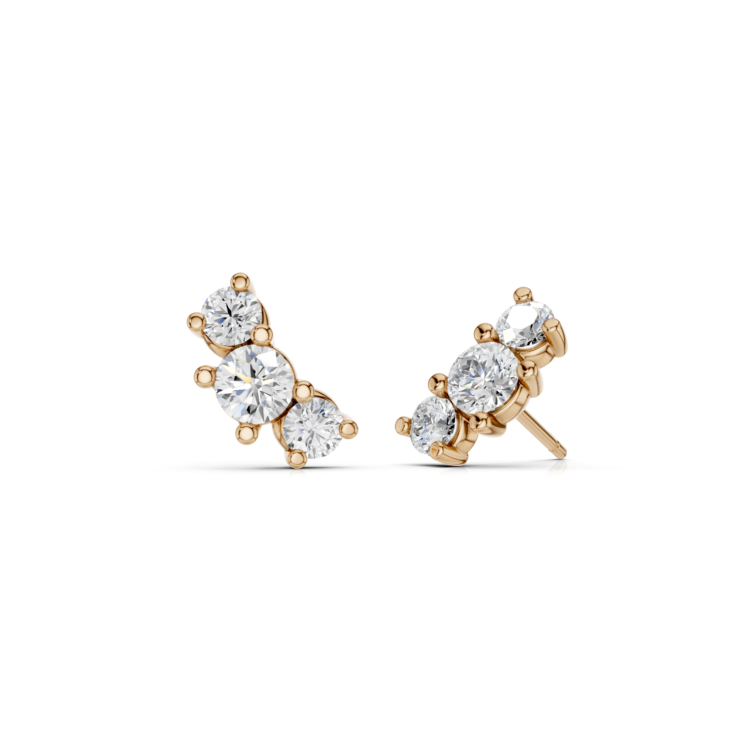 3er Ohrstecker - Lab Grown E00225 - RD - Darbin Jewelry