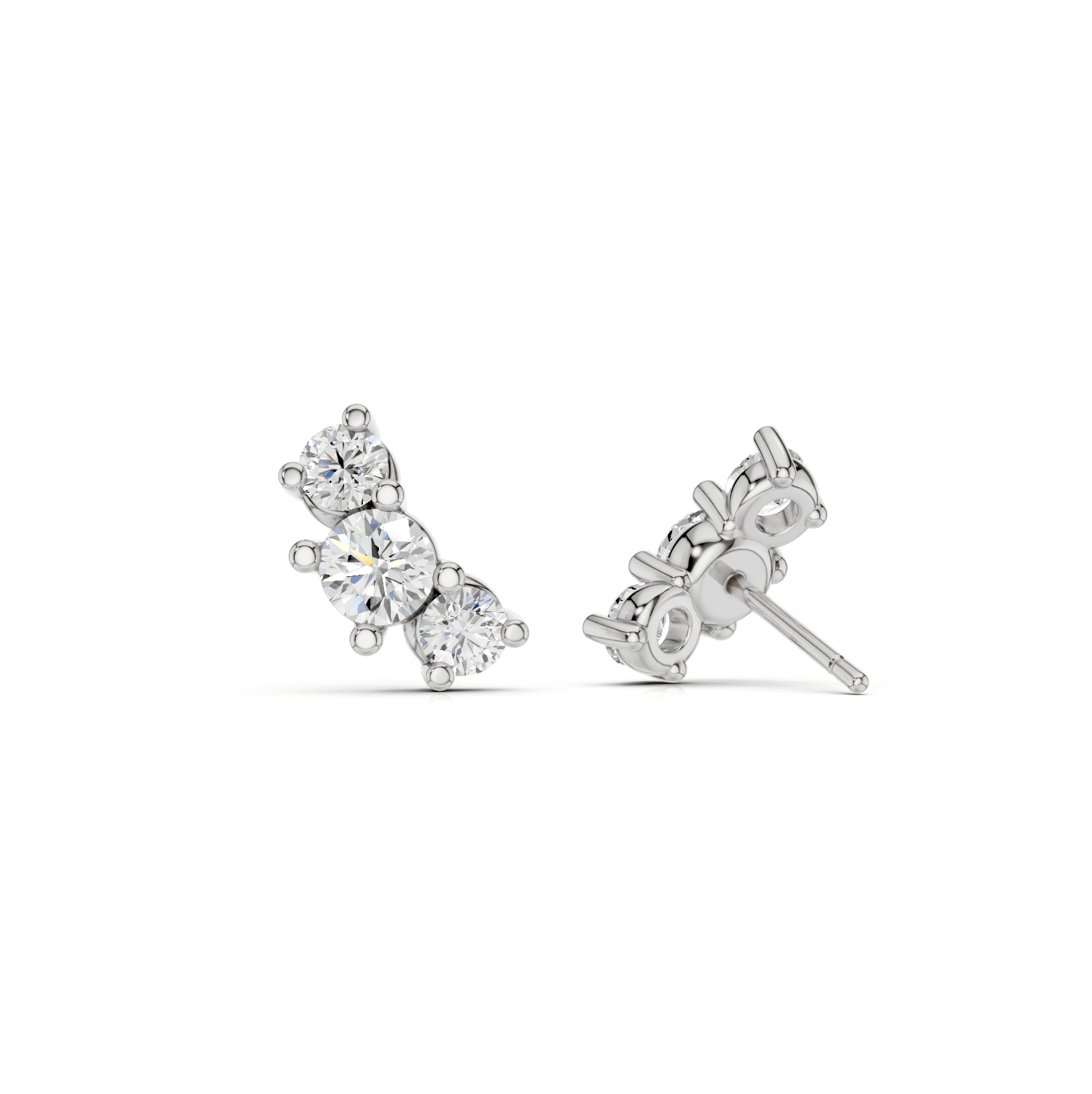 3er Ohrstecker - Lab Grown E00225 - RD - Darbin Jewelry