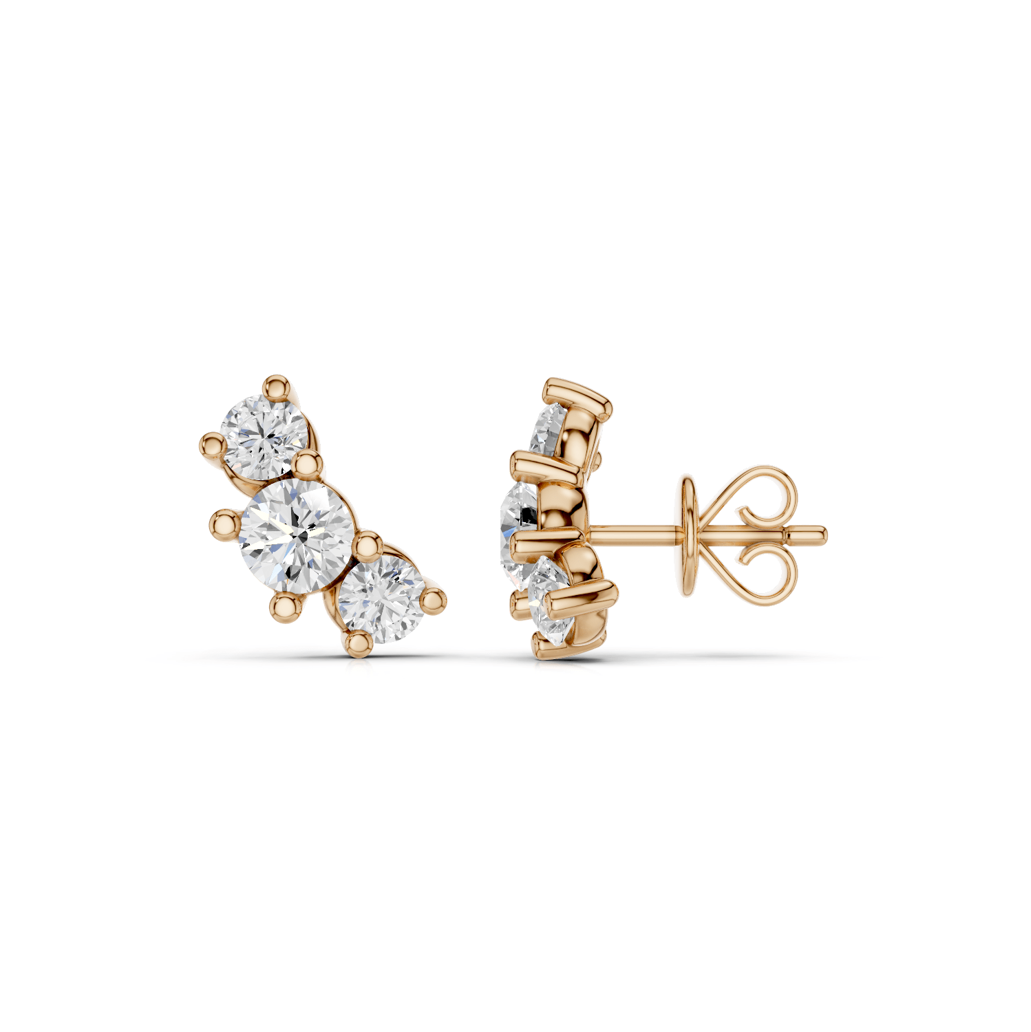 3er Ohrstecker - Lab Grown E00225 - RD - Darbin Jewelry