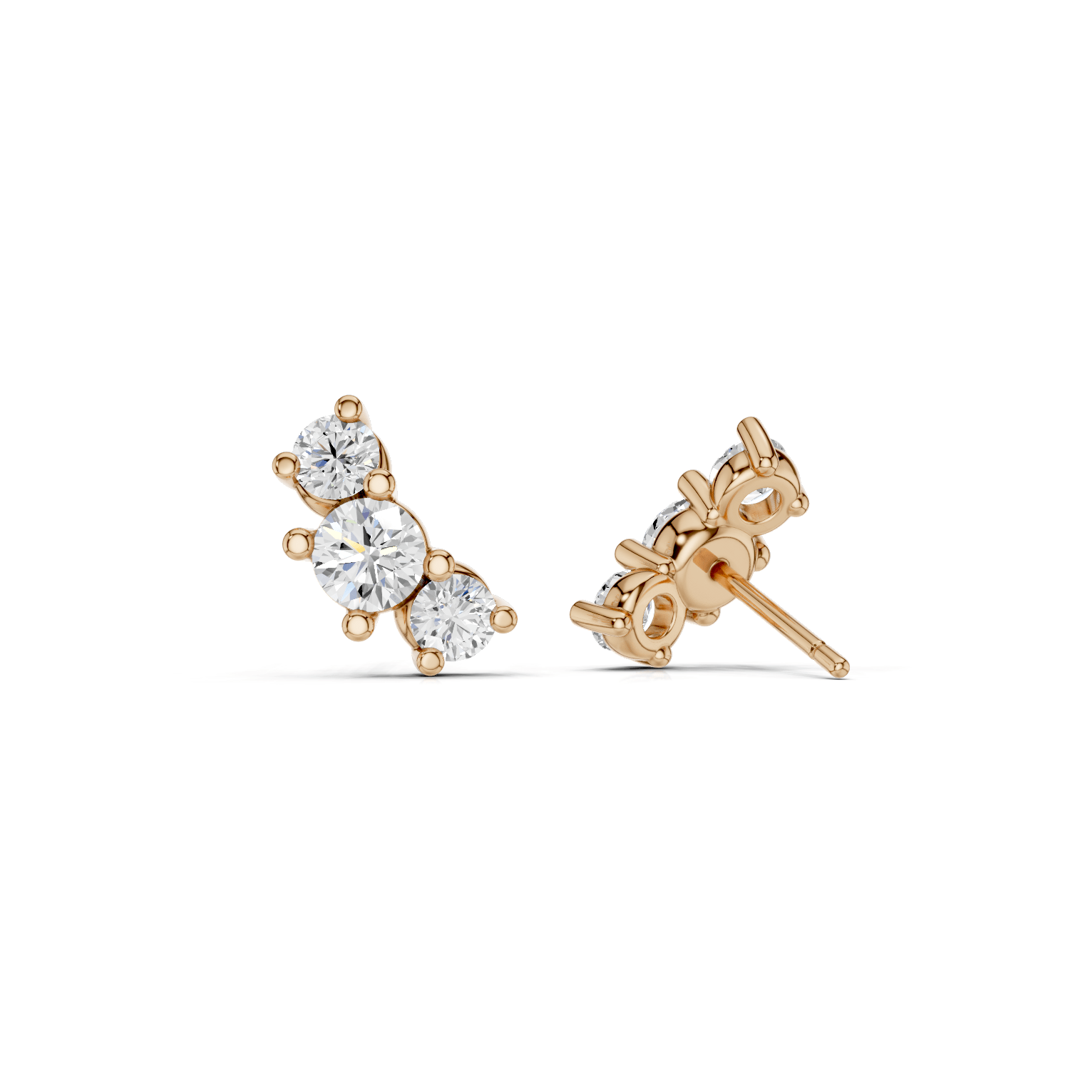 3er Ohrstecker - Lab Grown E00225 - RD - Darbin Jewelry
