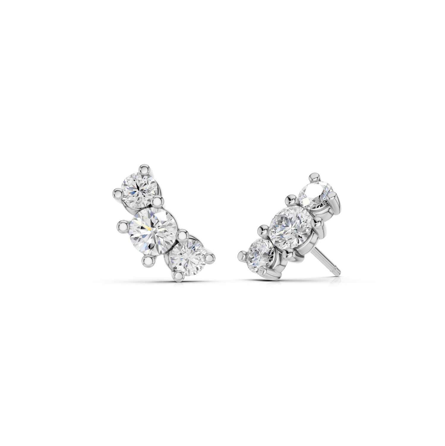 3er Ohrstecker - Lab Grown E00225 - RD - Darbin Jewelry