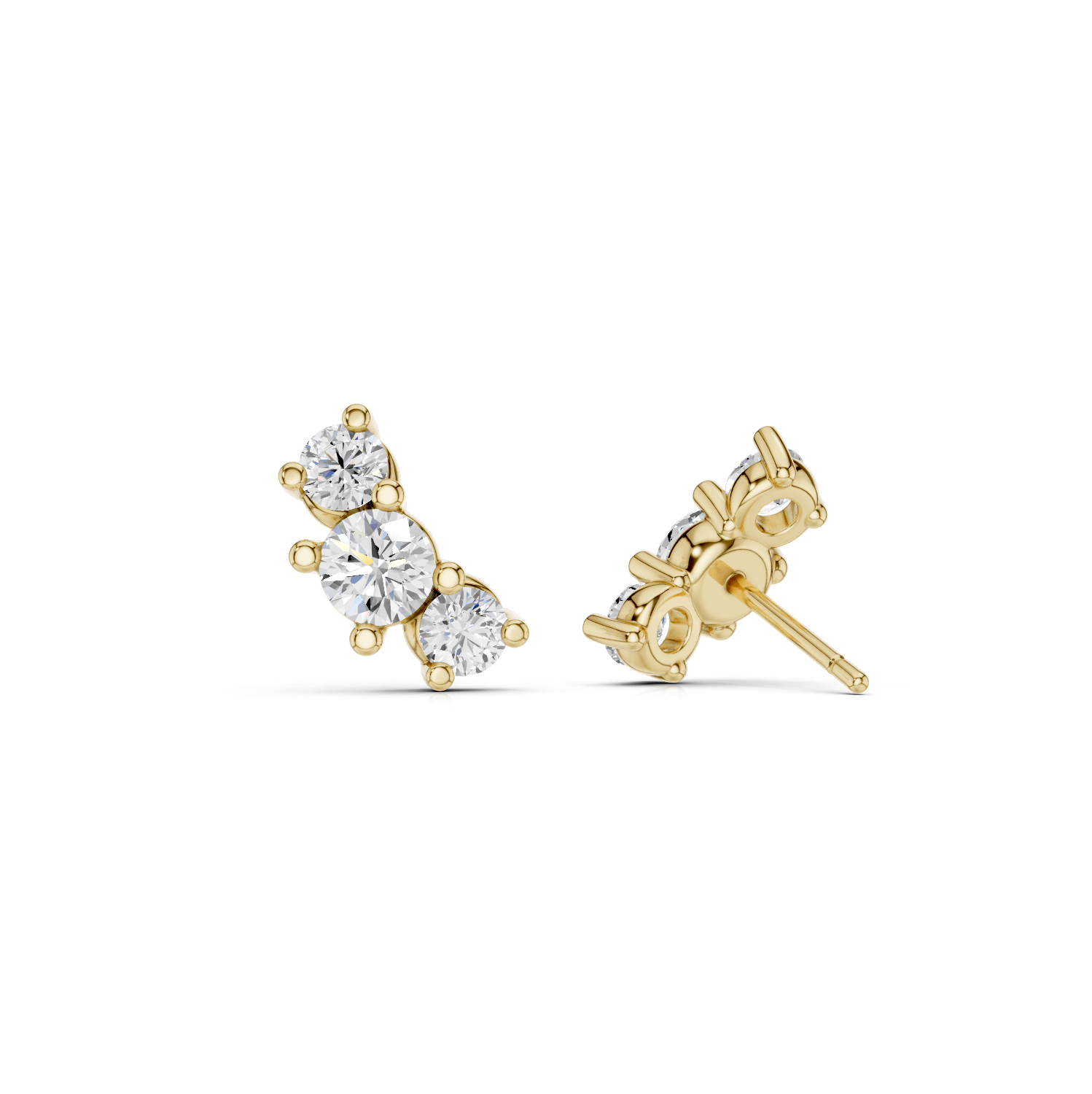 3er Ohrstecker - Lab Grown E00225 - RD - Darbin Jewelry