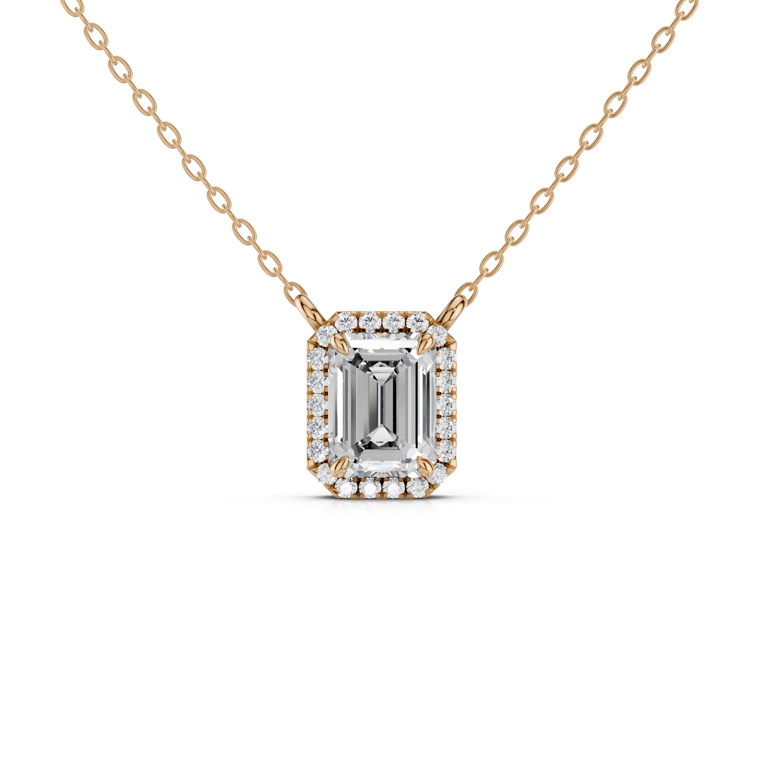 AURORA - Emerald Halo Halskette - LAB GROWN - Darbin Jewelry