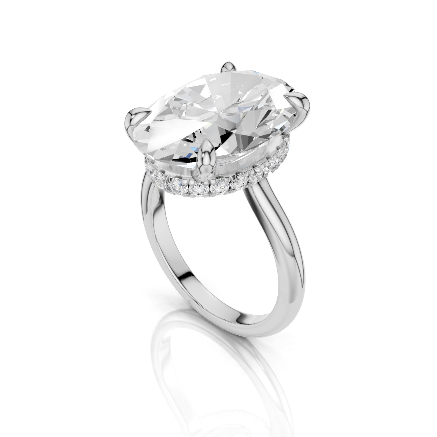 BEVERLY - Halo Ring Single - Lab Grown - One Tone - Darbin Jewelry