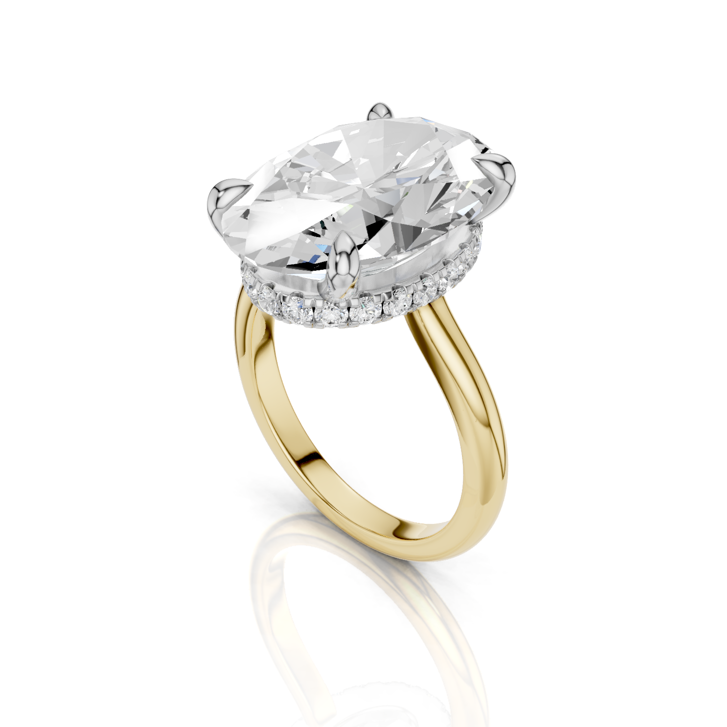 Halo Ring - Lab Grown - Two Tone Oval R02237