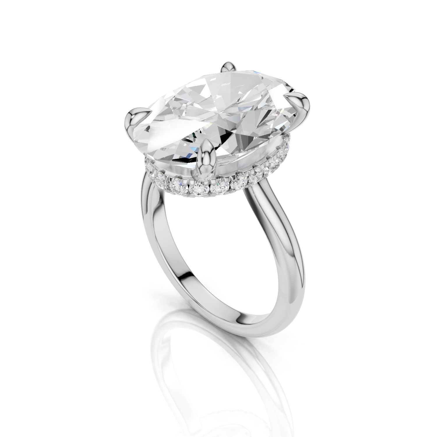 Halo Ring - Lab Grown - One Tone Oval R02237 Single